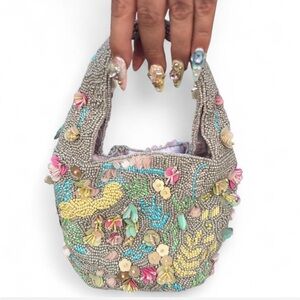 Embellished Beaded Handbag - Multicolor